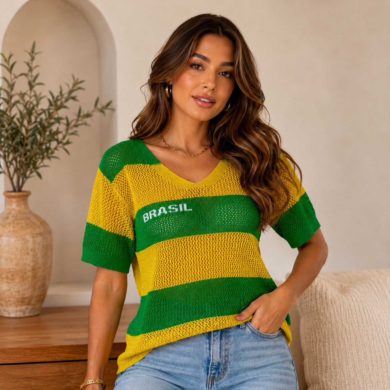 Camisa Tricot Brasil - Look Brasil Copa do mundo