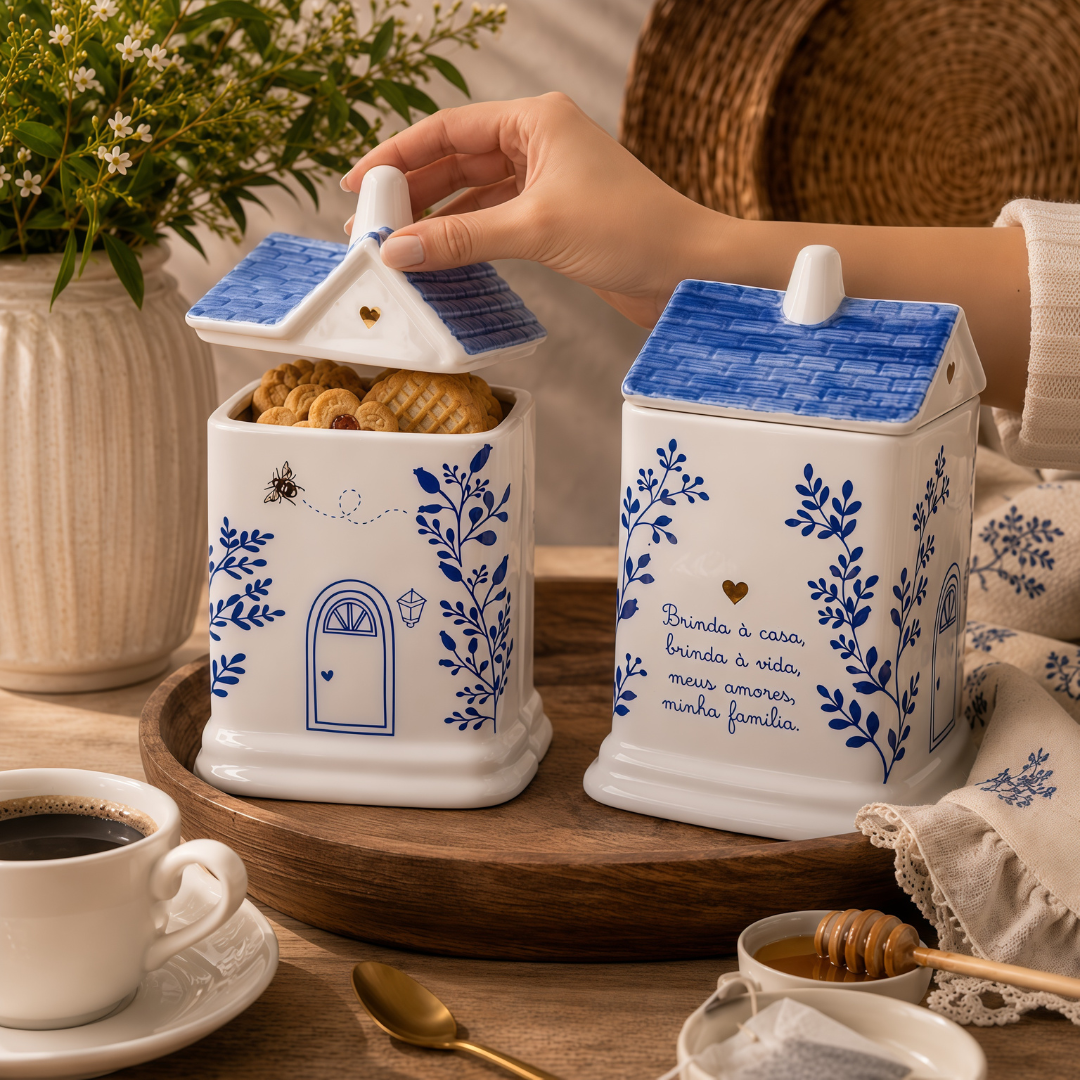 Pote Casinha G em Porcelana Feito à Mão