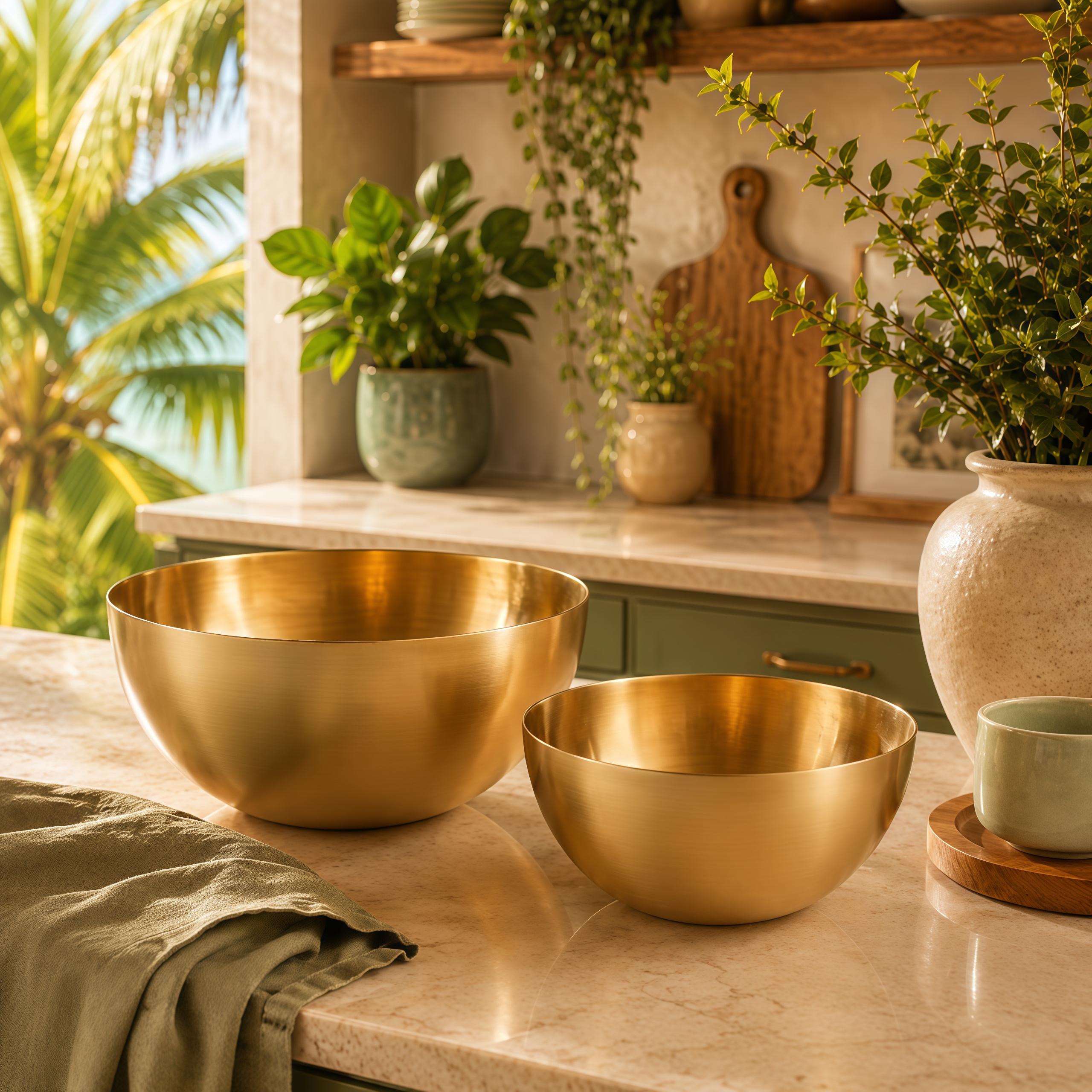 Tigela Bowl de Aço Inoxidável Dourada - Diversos tamanhos