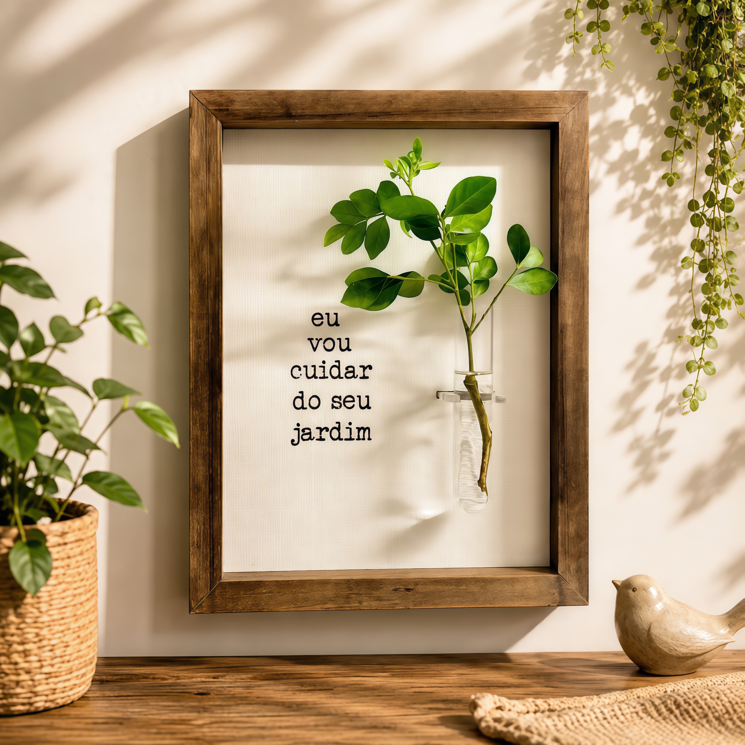 Quadro Rústico Decorativo com Frase para Folhagem – 25x18cm
