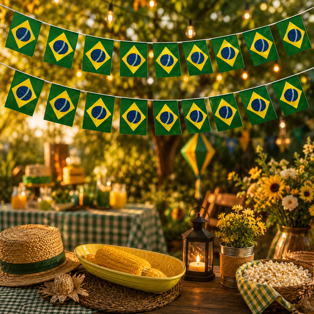 Varal Bandeirinhas Brasil - 6m - Poliéster