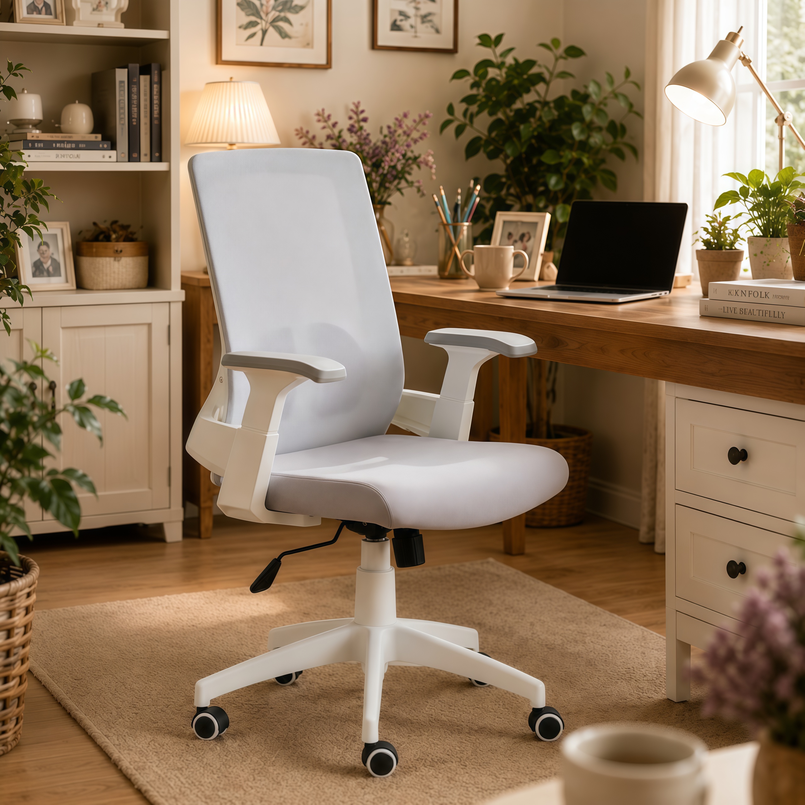 Cadeira de escritório - Tela Mesh Diretor Giratória Ergonômica Cor Branco
