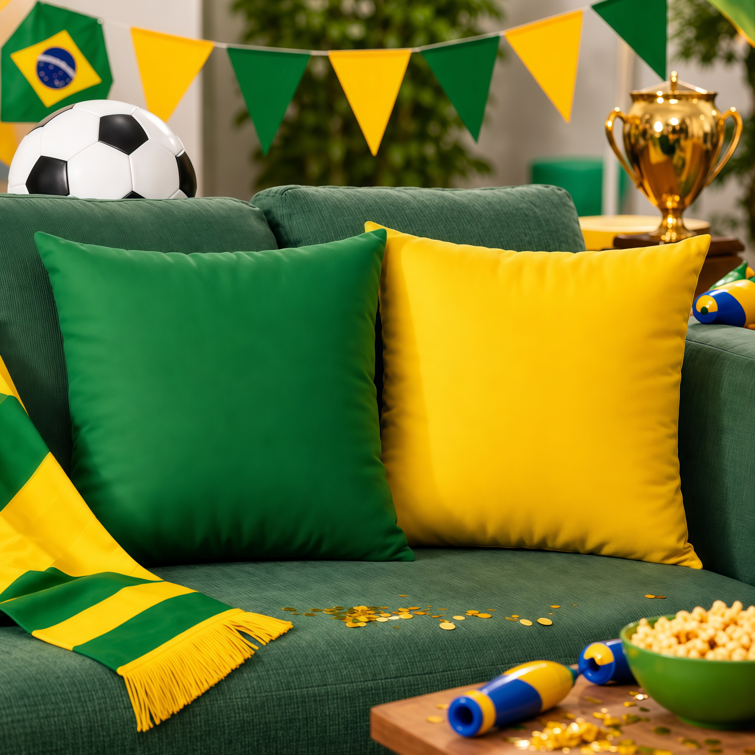 Kit 2 Almofadas 40x40 Copa Do Mundo Verde Amarelo Brasil