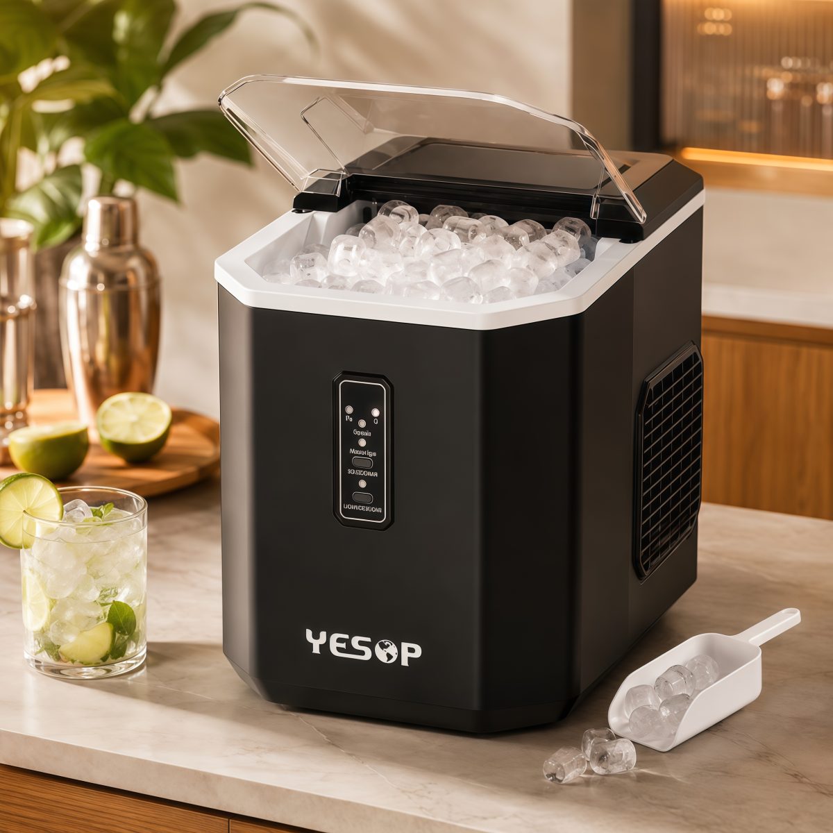 YESOP Máquina de Gelo Portátil Preto 12kg/dia (127V)