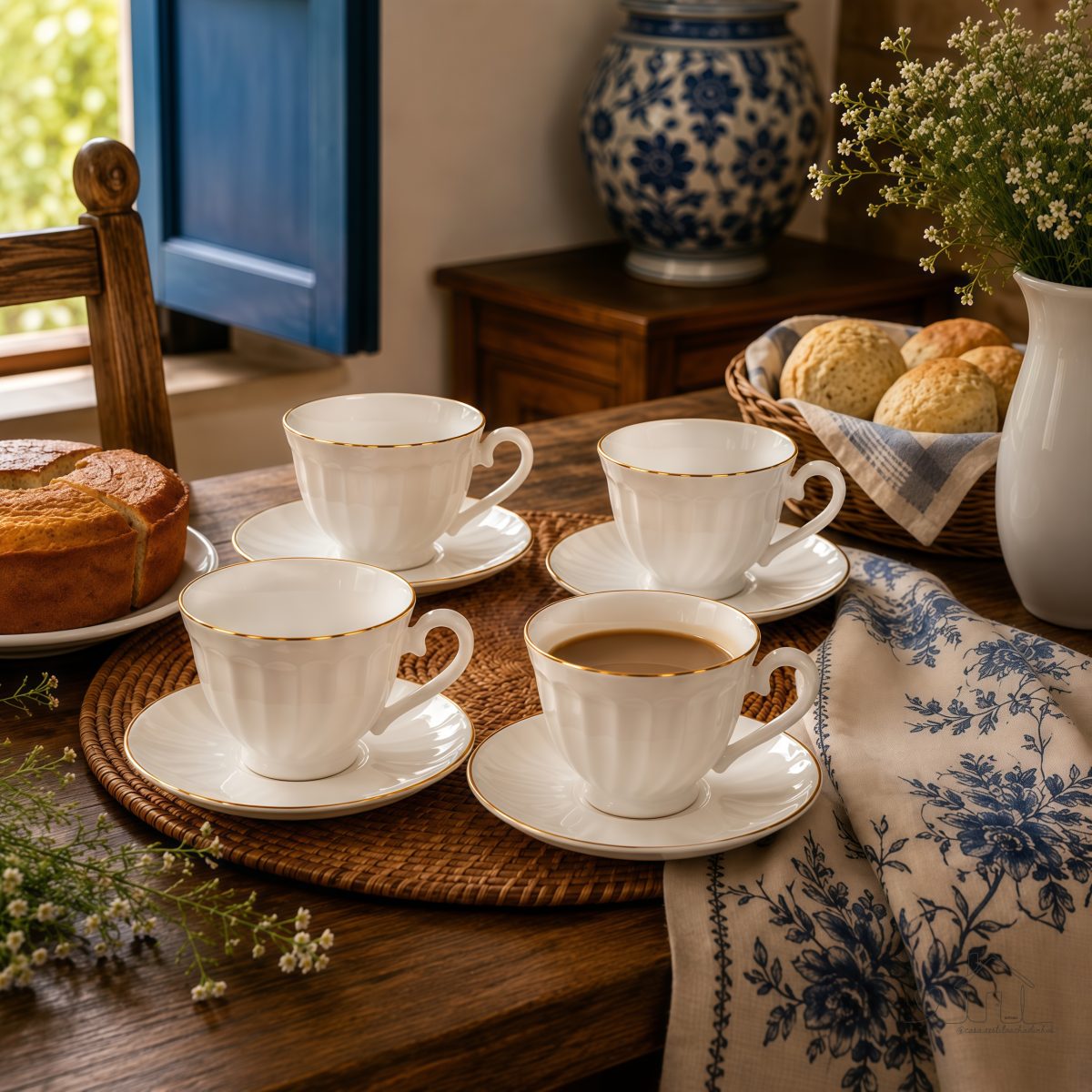 Xicaras de Café, Chá com 185ml Branco Vidro com pires - Jogo com 4 unidade