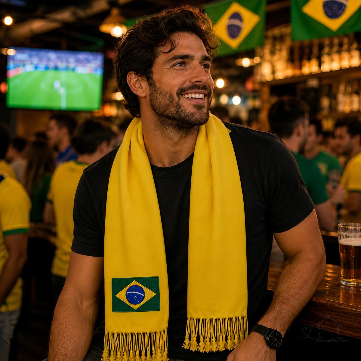Cachecol Brasil Copa do Mundo Azul Verde Amarelo 180x70cm