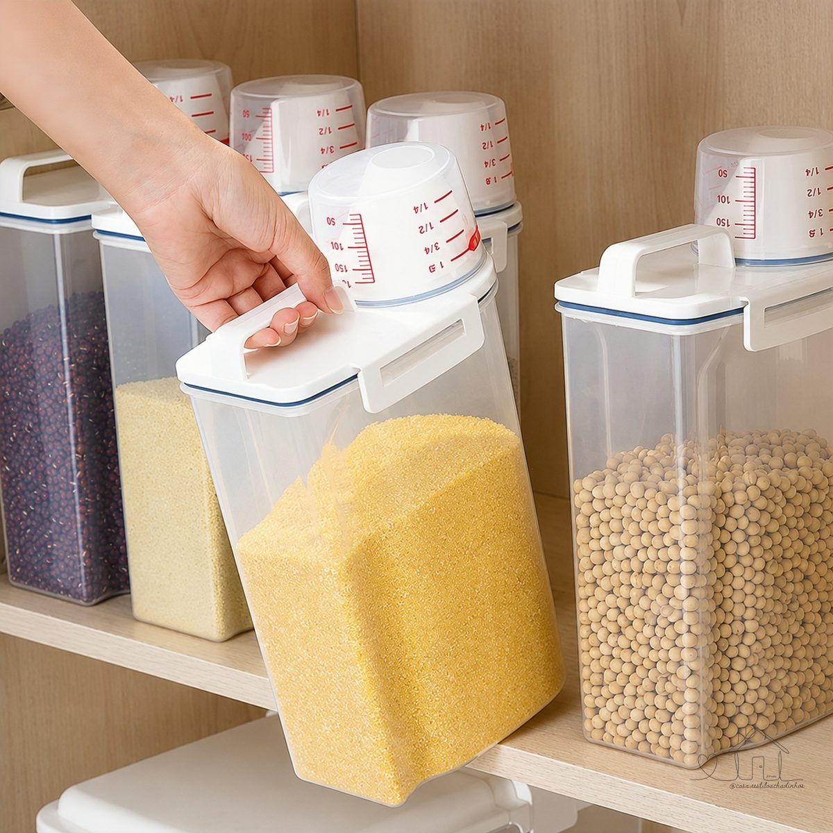 Pote Hermético Organizador Com Medidor Para Alimentos Mantimentos 2L