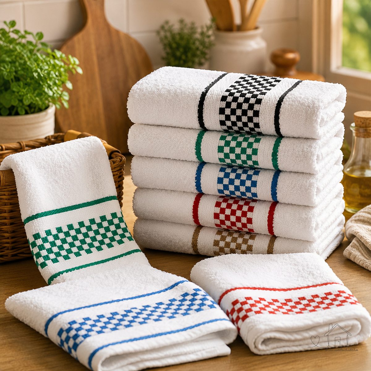 Kit 6 Panos de Prato Jacquard 45x70 Atoalhado Toalha Copa Felpudo Cozinha