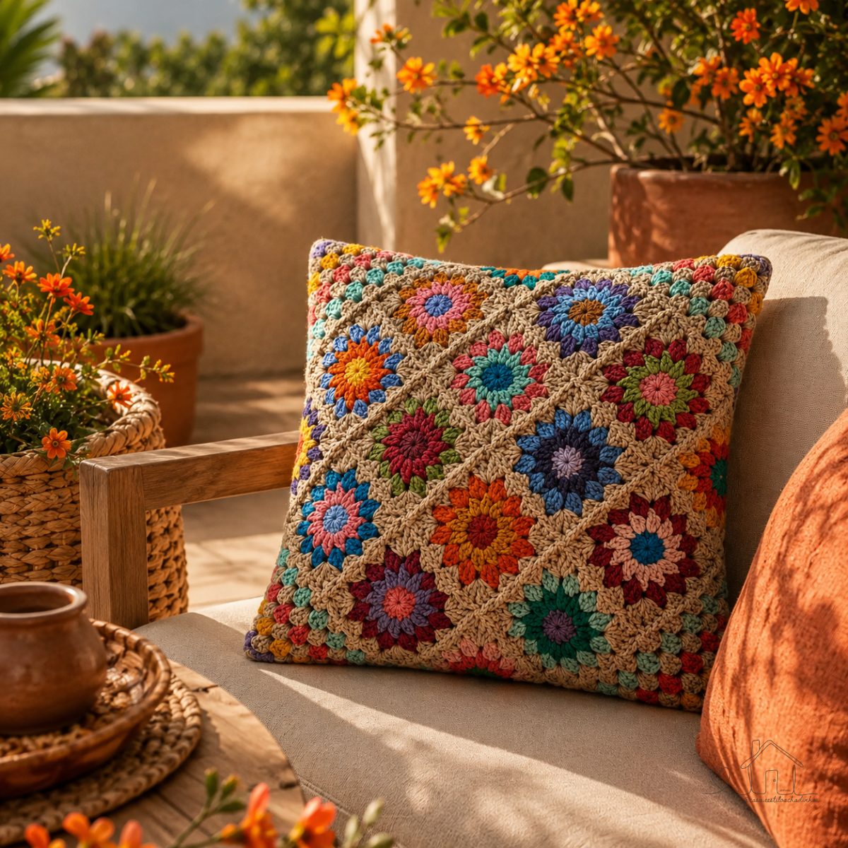 Capa Para Almofada De Crochê 40 Cm