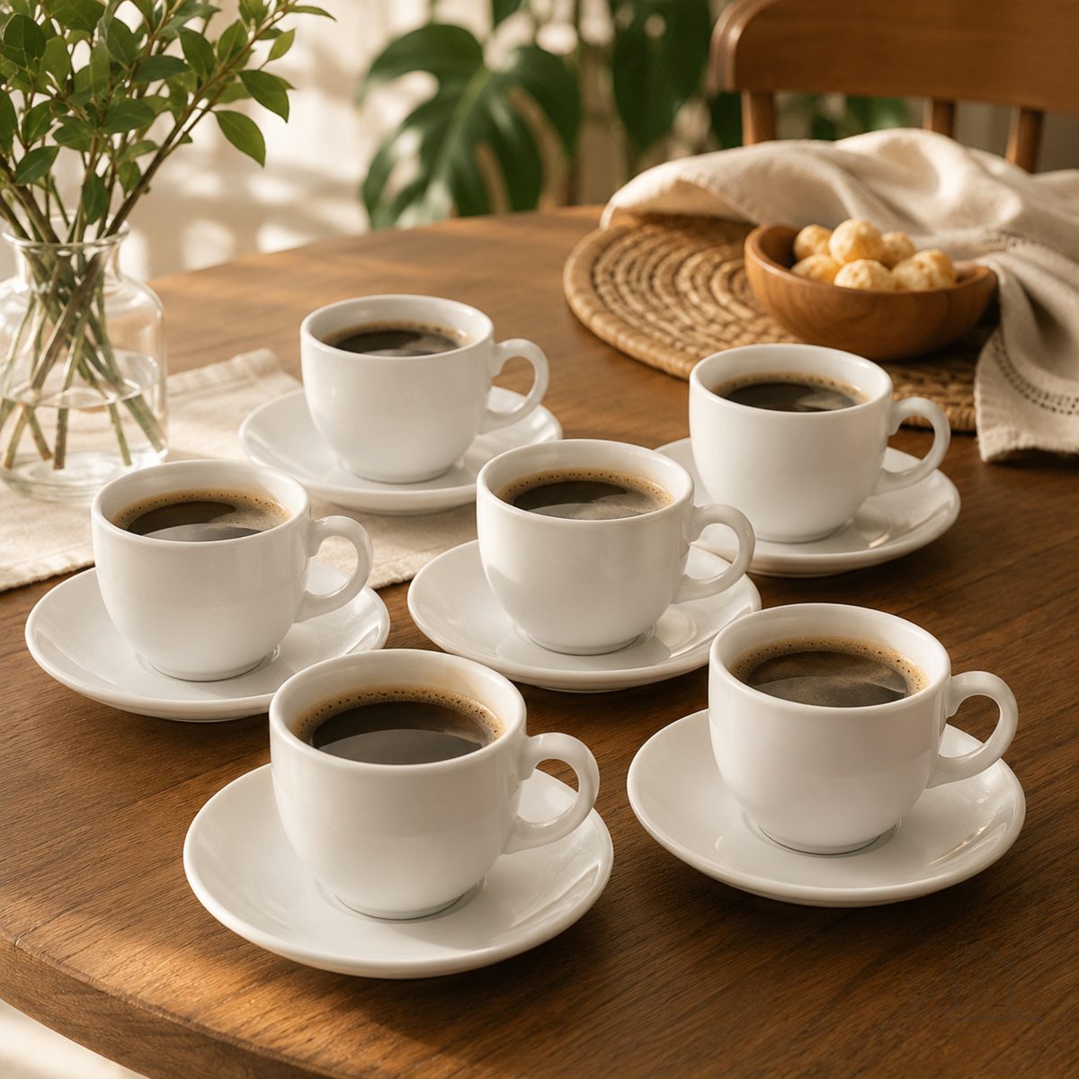 Conjunto 6 Xícaras Lisa 250ml c/Pires