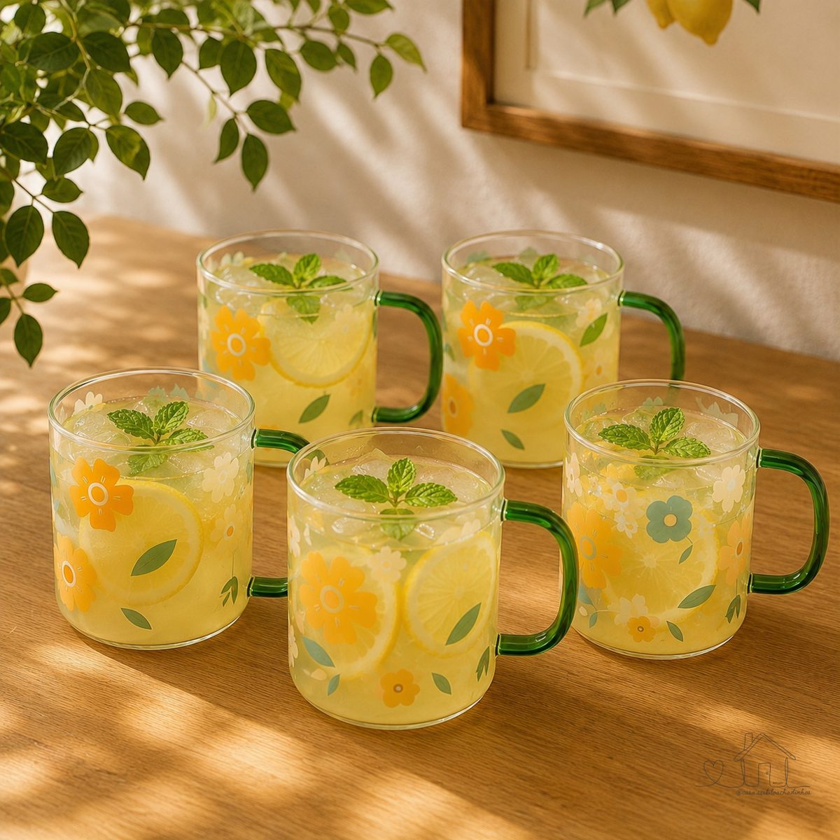 Caneca de vidro Margaridas
