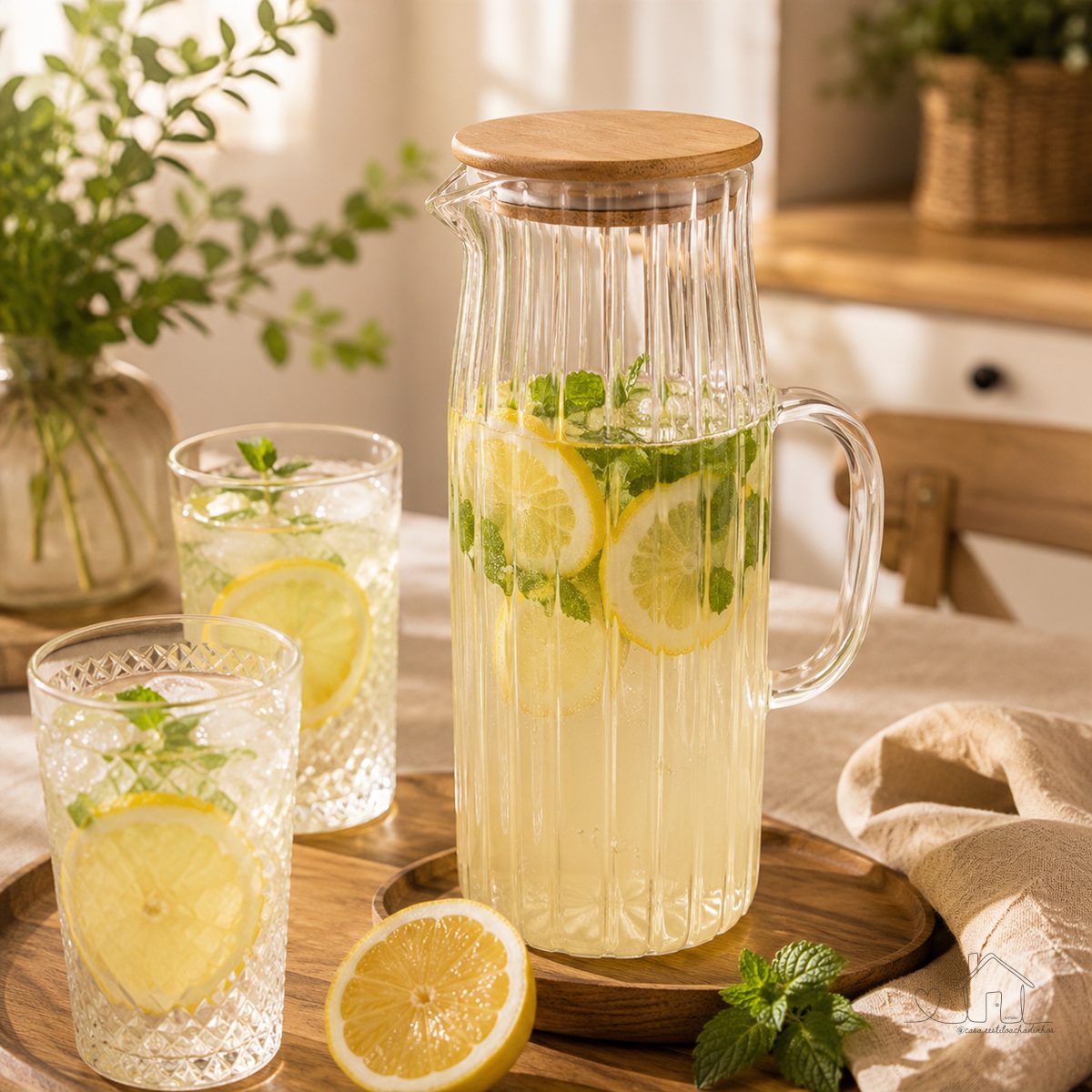 Jarra de Vidro Borossilicato com Tampa em Bambu 1,1L - Wolff