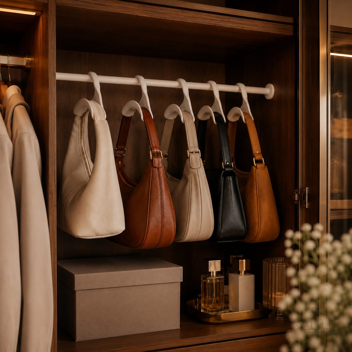 4 peças de ganchos organizadores duráveis para varão de armário para bolsas, chapéus, cachecóis, xales, gravatas - rack