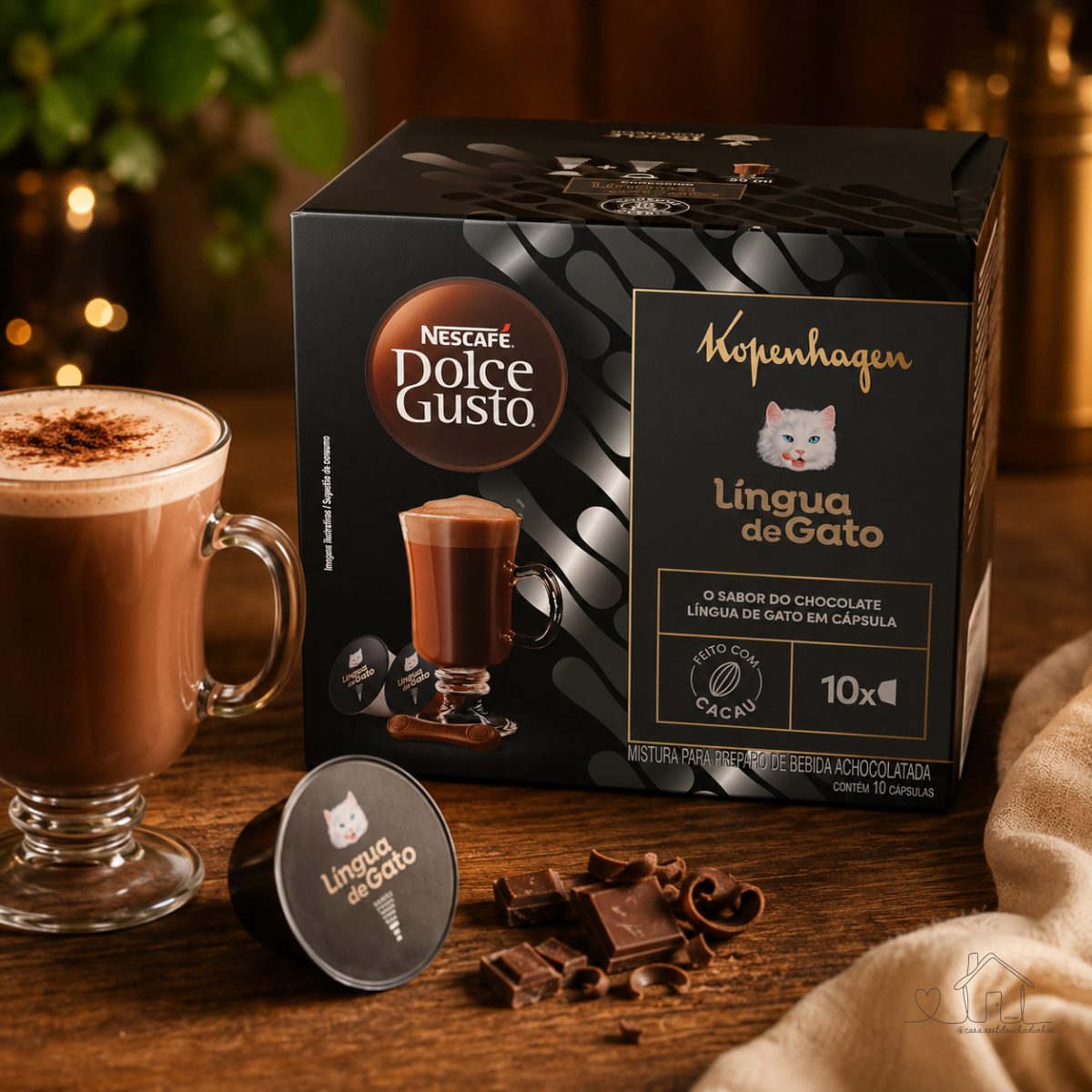 Achocolatado em Cápsula Nescafé Dolce Gusto Kopenhagen Língua de Gato 10 cápsulas