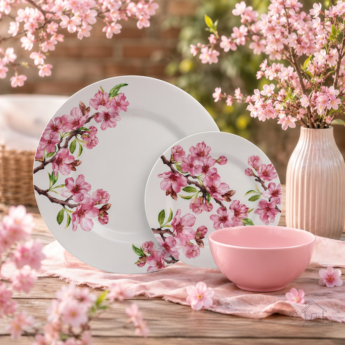 Jogo De Jantar Cerejeira C/ Bowl Rosa Suave C/ 12pcs 1ªlinha