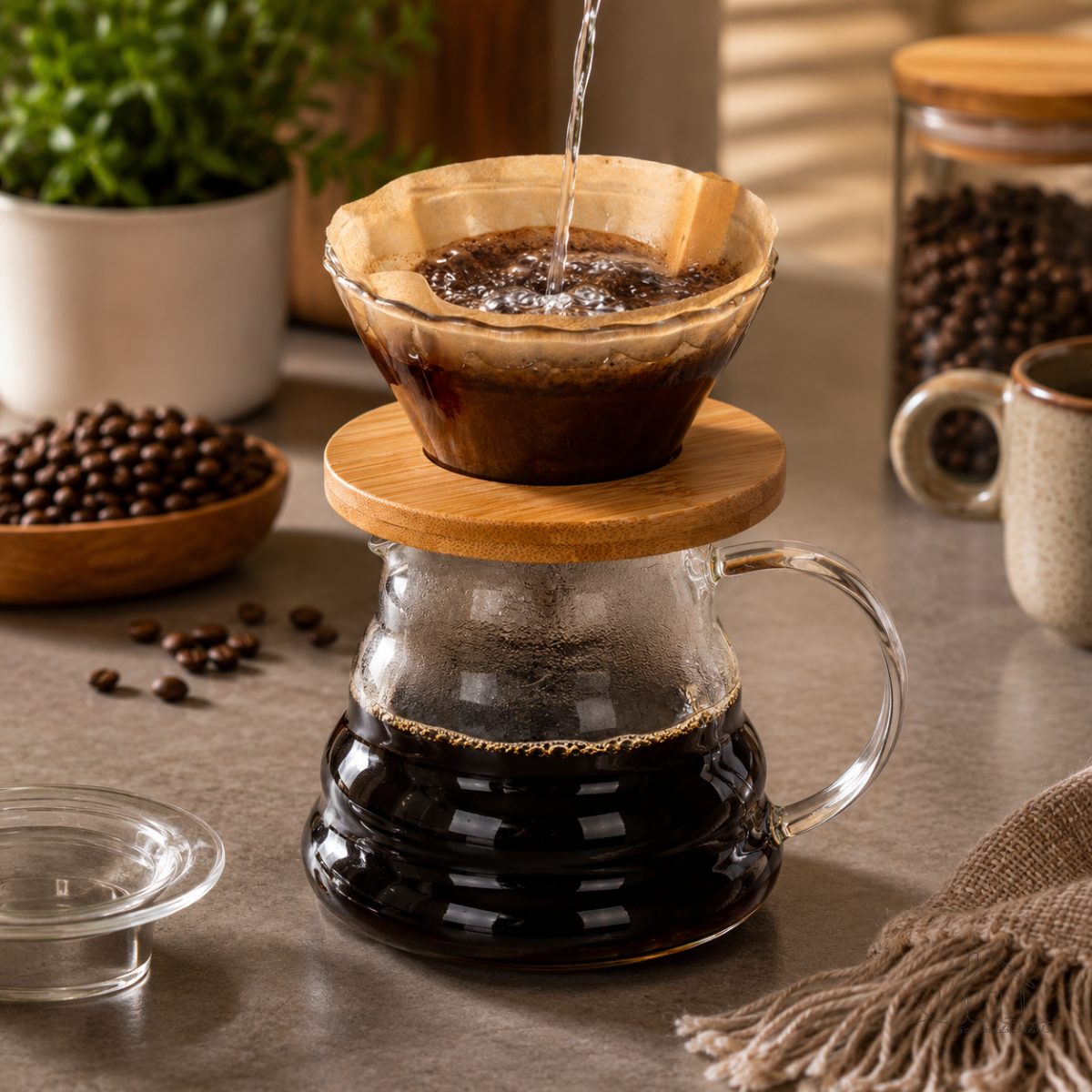Cafeteira de Vidro Borossilicato Com Tampa e Filtro 600ml