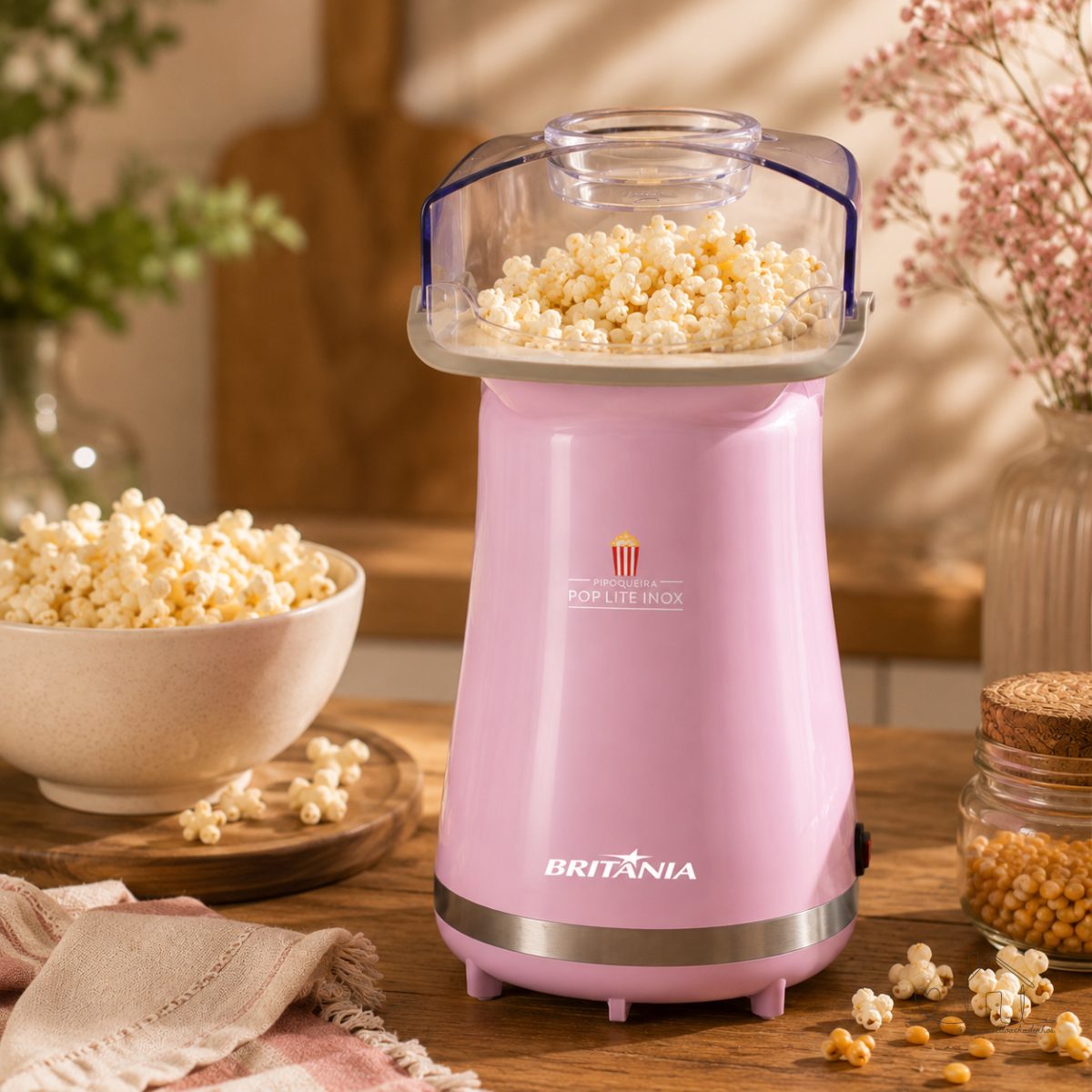 Pipoqueira Britânia Poplite Inox ROSA LANÇAMENTO