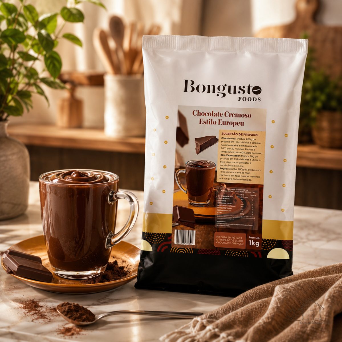 Chocolate Quente Cremoso Estilo Europeu Em Pó Bongusto 1kg