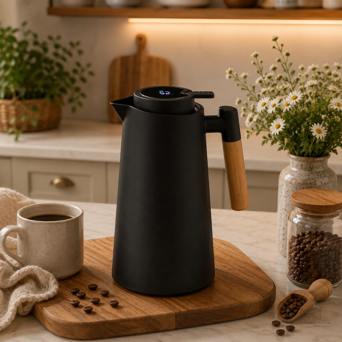 Garrafa Térmica 1 Litro Com Termômetro Led Para Chás / Café