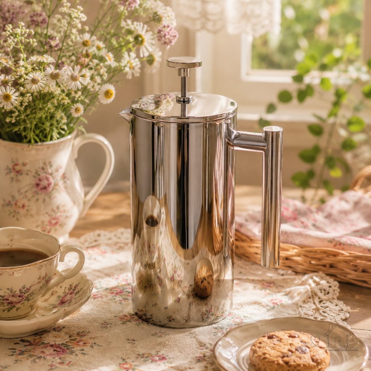 Cafeteira Prensas Francesas Aço Inoxidável 800ML Com Filtração de 4 Níveis