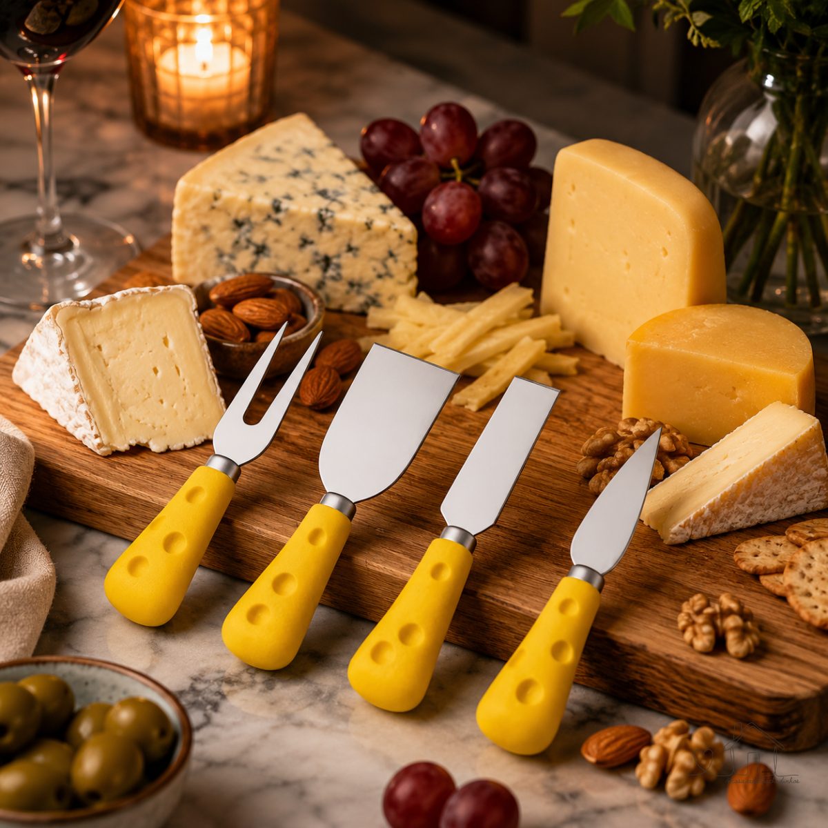 Kit Conjunto Para Queijo 4 Peças em Aço Inox