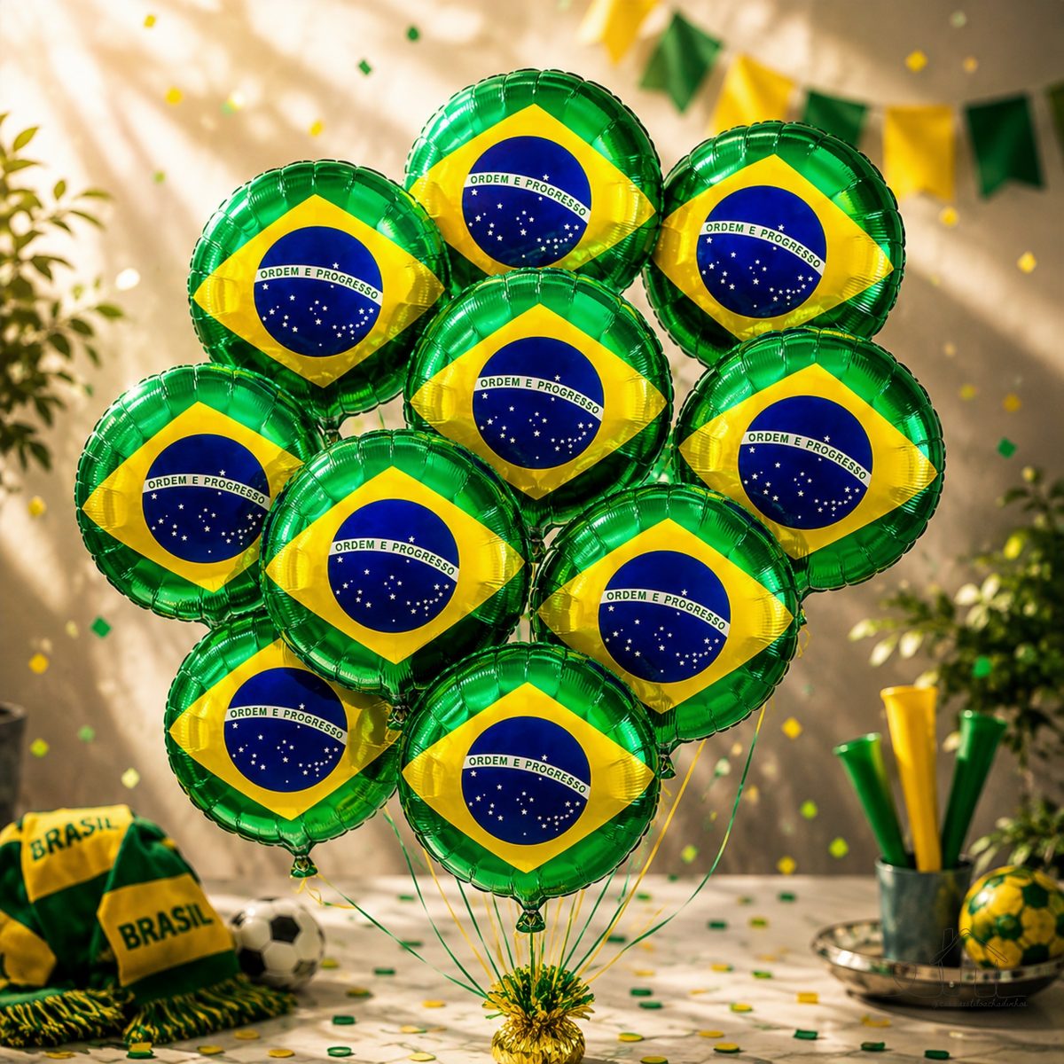 Kit 10 Balões Bandeira do Brasil 18" 45cm Metalizado, Decoração Copa do Brasil, Jogos da Seleção, Festa Verde e Amarela, Evento Futebol