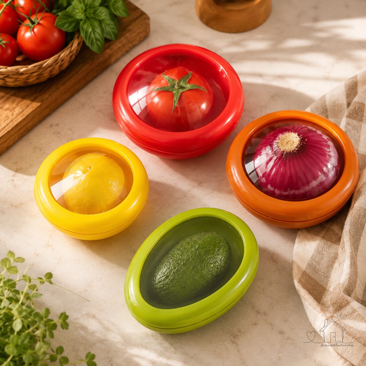 Kit 4 Potes De Silicone Armazenamento Alimentos Frutas