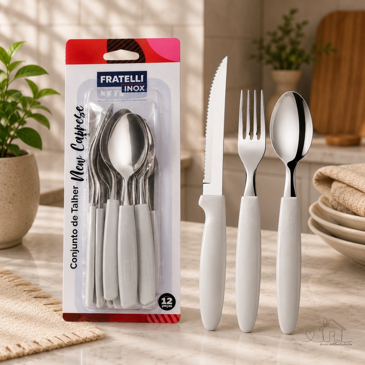 Conjunto de Talheres Faqueiro Aço Inox 12 peças
