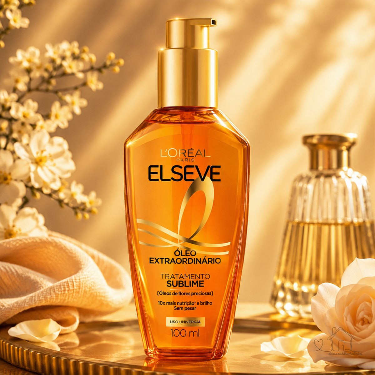 L'Oréal Paris Elseve Óleo Extraordinário Finalizador Capilar, Nutrição Profunda com 6 Óleos Preciosos, Anti-Frizz, Proteção Térmica até 230°C, Brilho Intenso para Todos os Tipos de Cabelo, 100ml