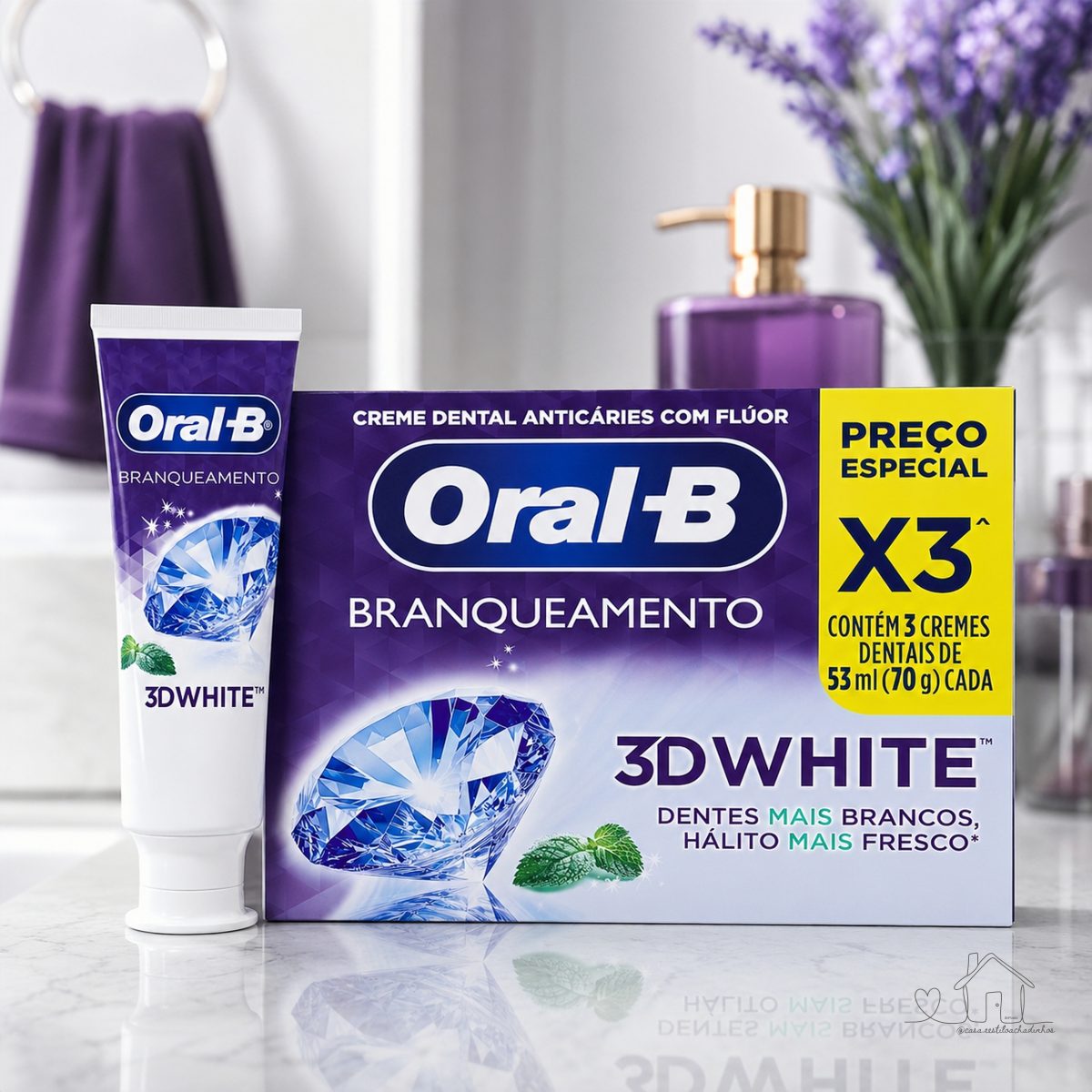 Oral-B Pasta de Dente 3D White Brilliant Fresh, 3 Unidades de 70 g