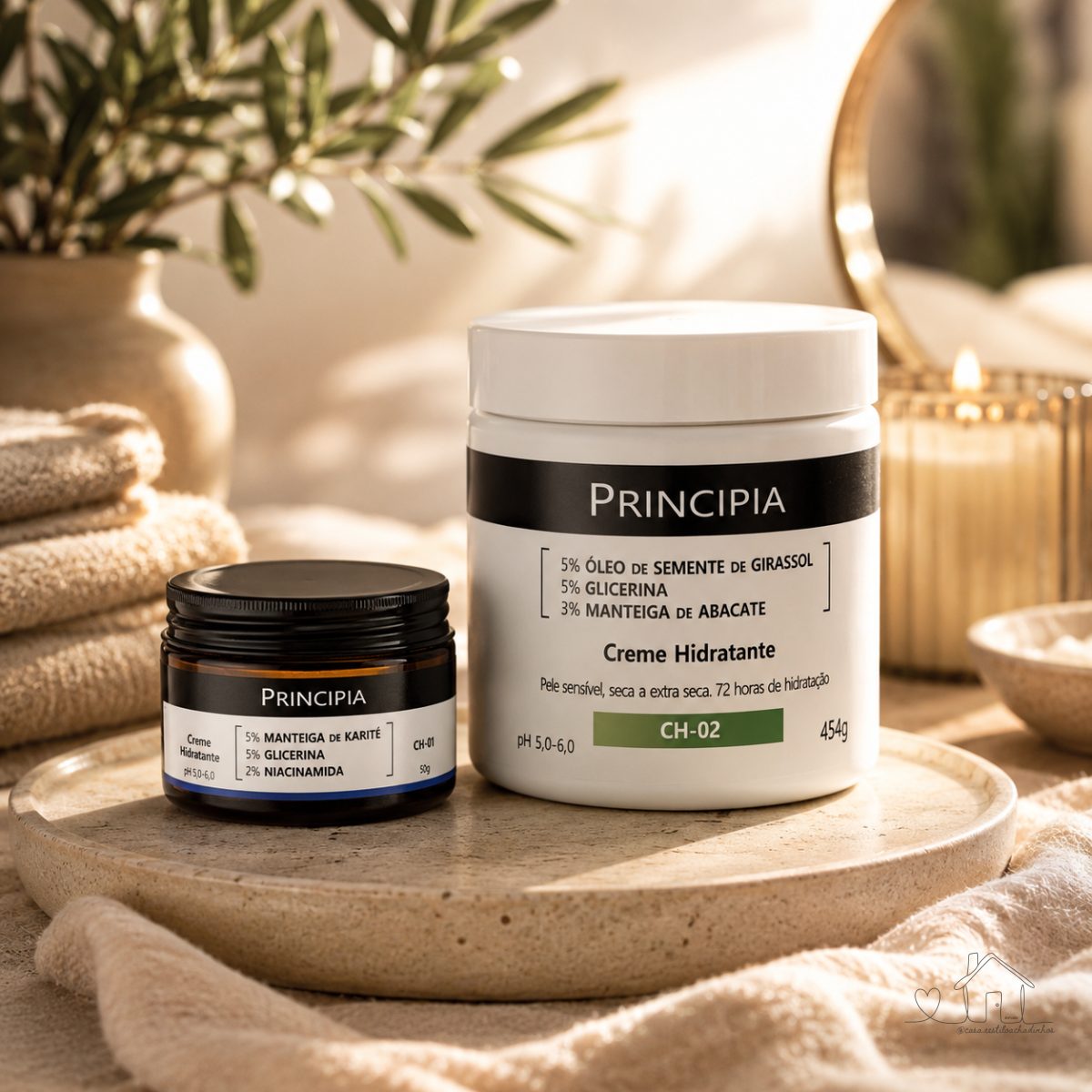Principia Kit Hidratação Dupla c/ Creme Hidratante Corporal CH-02 + Creme Hidratante Facial CH-01