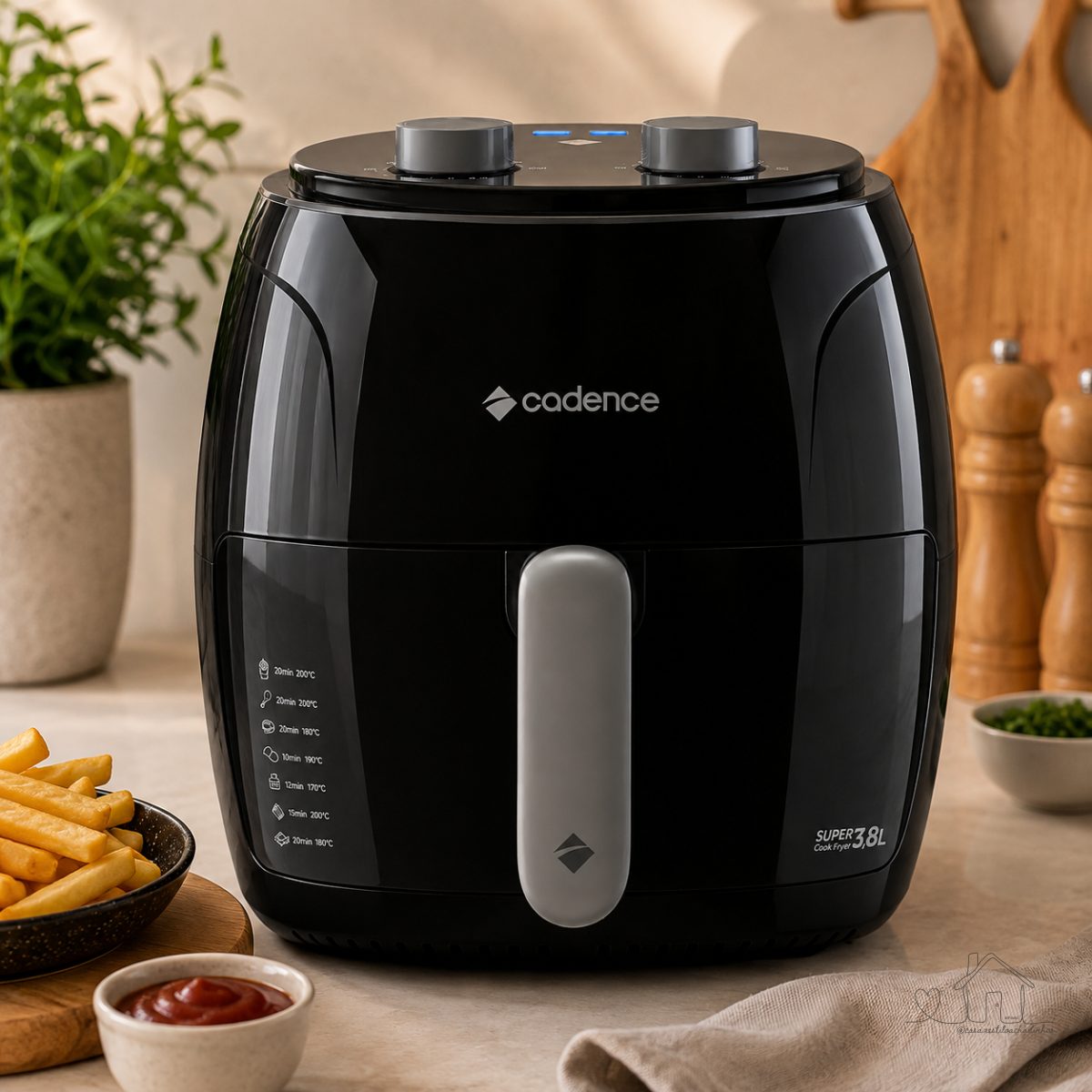 Fritadeira Sem Óleo Super Cook Fryer 3,8l Cadence Cor Preto