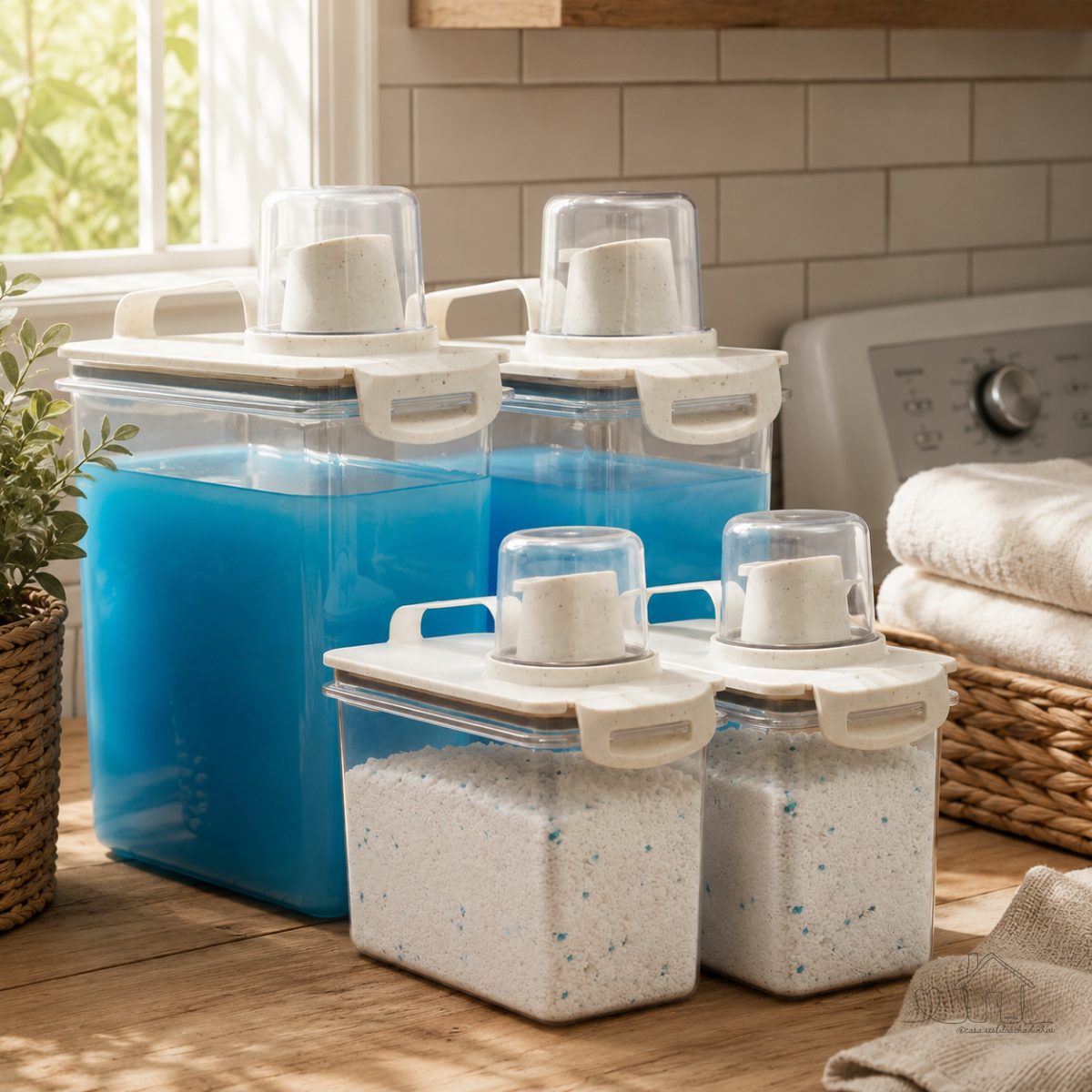Kit 4 Potes Dispenser Lavanderia 3L e 1,9L c/ Bico Dosador