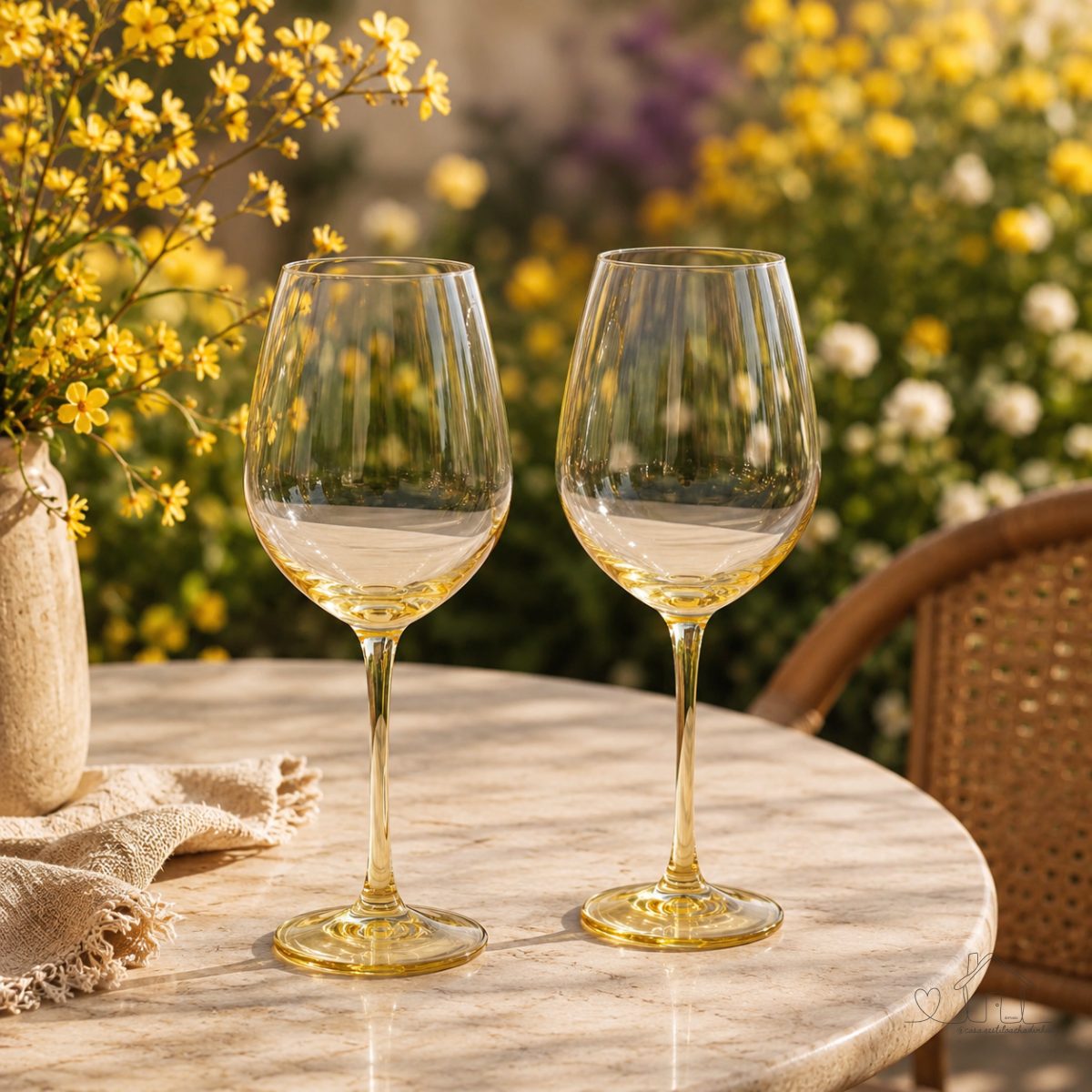 Jogo de 6 Taças vidro vinho Amarelo 455ml Importada
