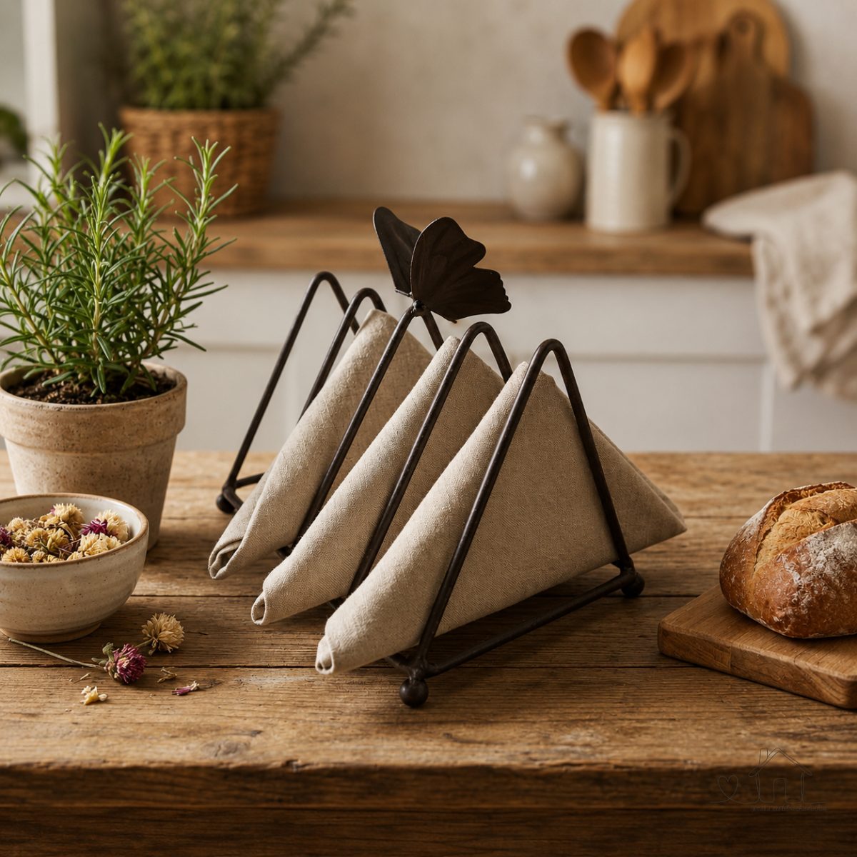 Suporte de Mesa para Guardanapos Ferro Decorativo Rustico Farmhouse Borboleta