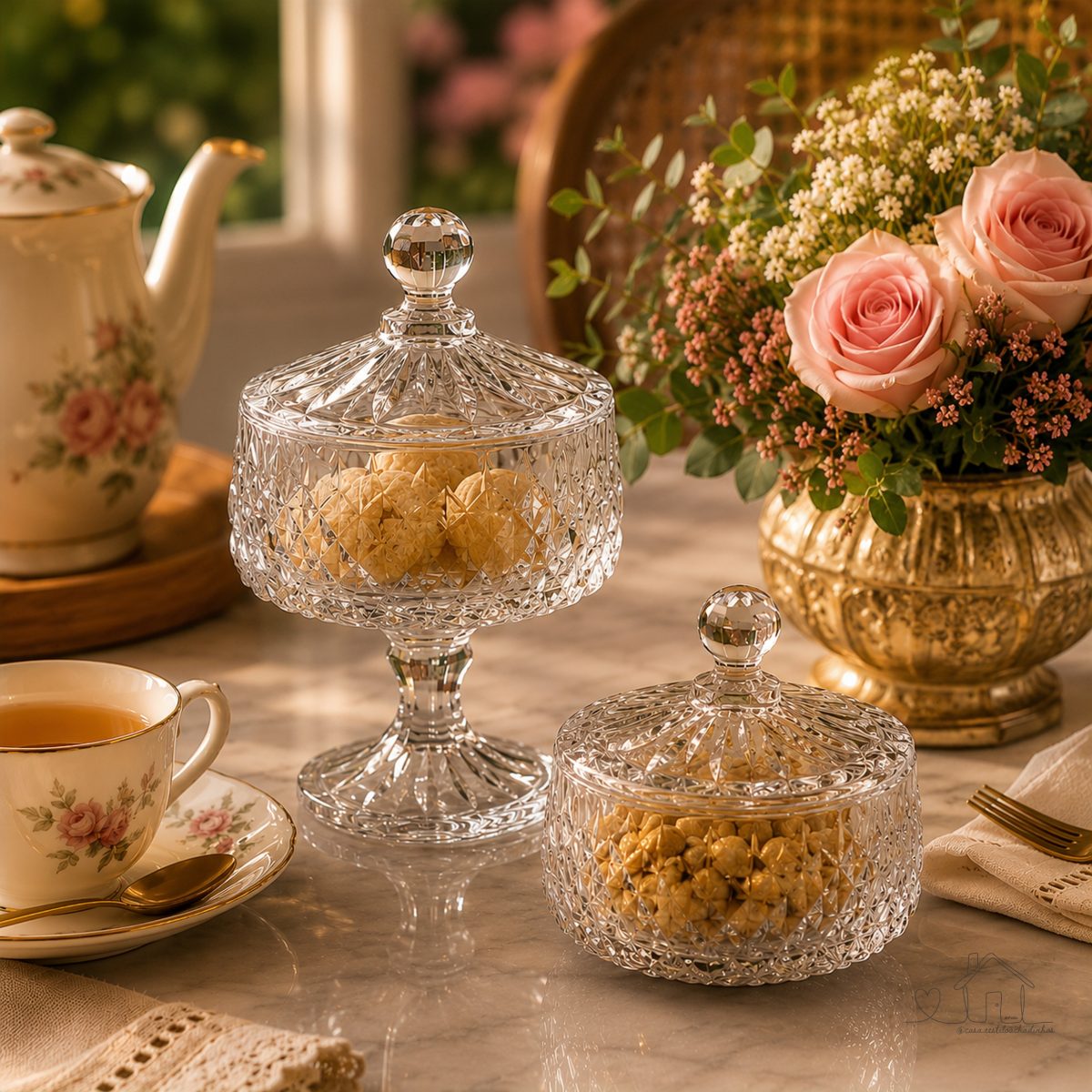 Kit Bomboniere Potiche Decorativo Cristal C/ Pe Louise Wolff