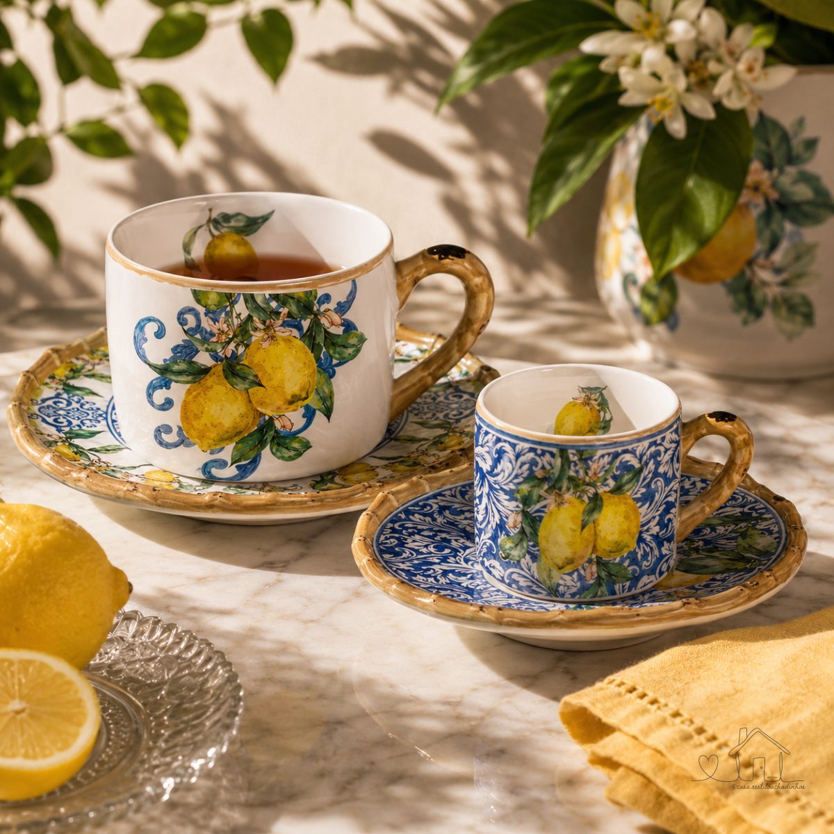 Limoncello Xícara de Chá (210 ml) e Café (90 ml)  - CERÂMICA MAISON BLANCHE