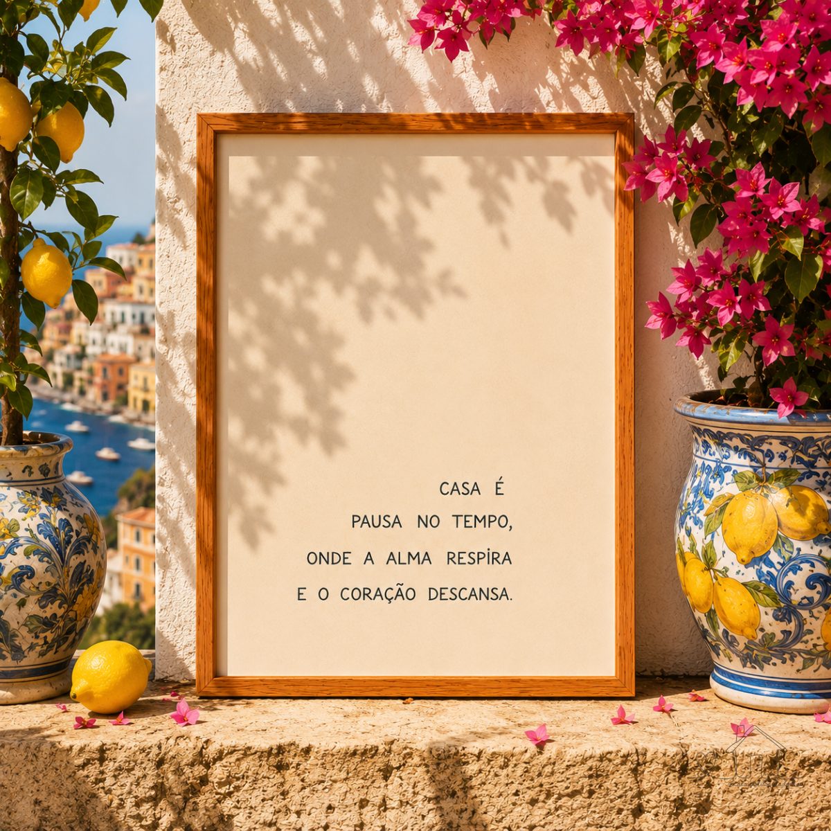Quadro com Moldura Frase Casa Lar Aconchego