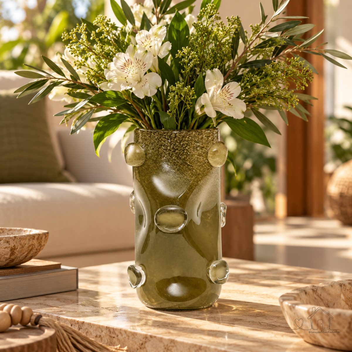Vaso Decorativo Multiuso em Vidro Orgânico Texturizado Rústico