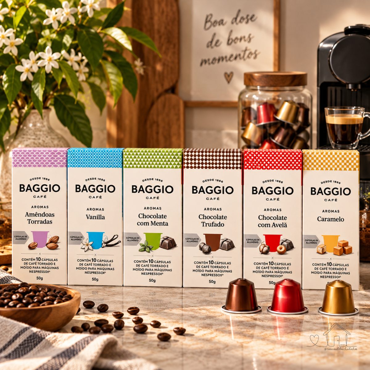 Kit de Cápsulas de Café Experience Baggio Café, compatível com Nespresso, contém 60 cápsulas