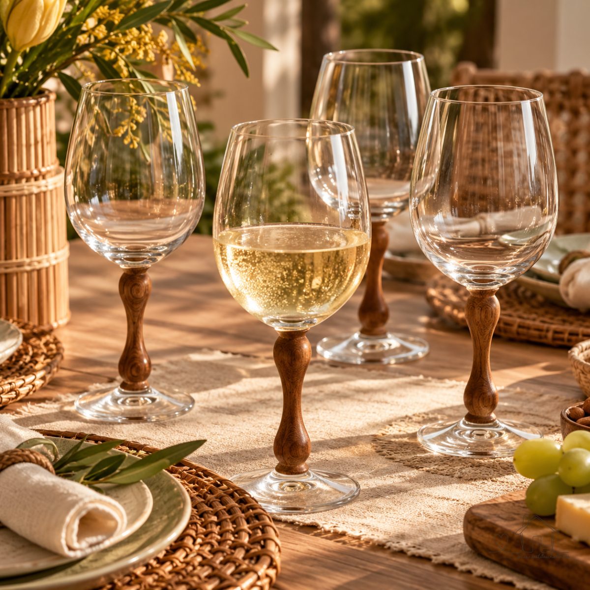 Taça Wood 585ml - COPA&CIA Cristal Ecológico Haste em Madeira