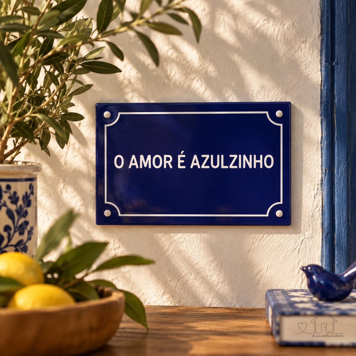 Placa Decorativa O Amor é Azulzinho