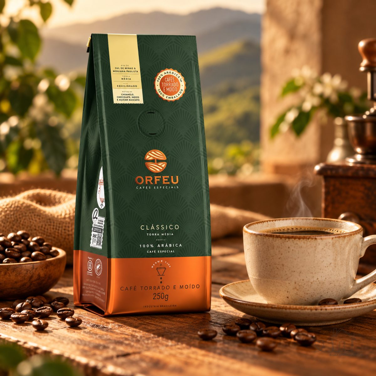 Café Clássico Orfeu Torrado e Moído, Torra Média | 100% Arabica, 250g