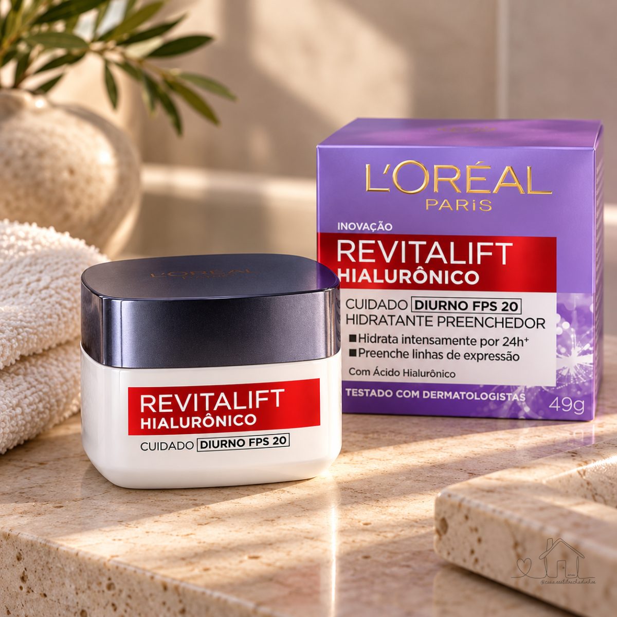 L'Oréal Paris Revitalift Hialurônico Creme Hidratante Facial Antirugas Diurno, Reduz Linhas Finas, Uniformiza a Pele, Melhora a Textura e Firmeza, 49g