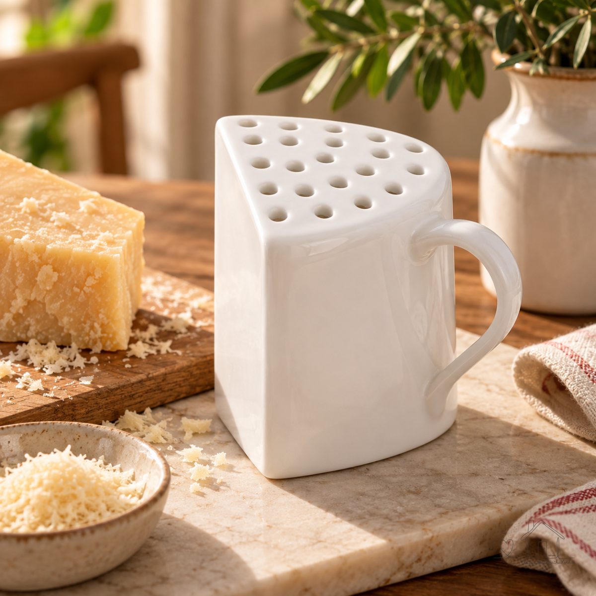 Queijeira de Porcelana Porta-Queijo Ralado com Tampa e Alça