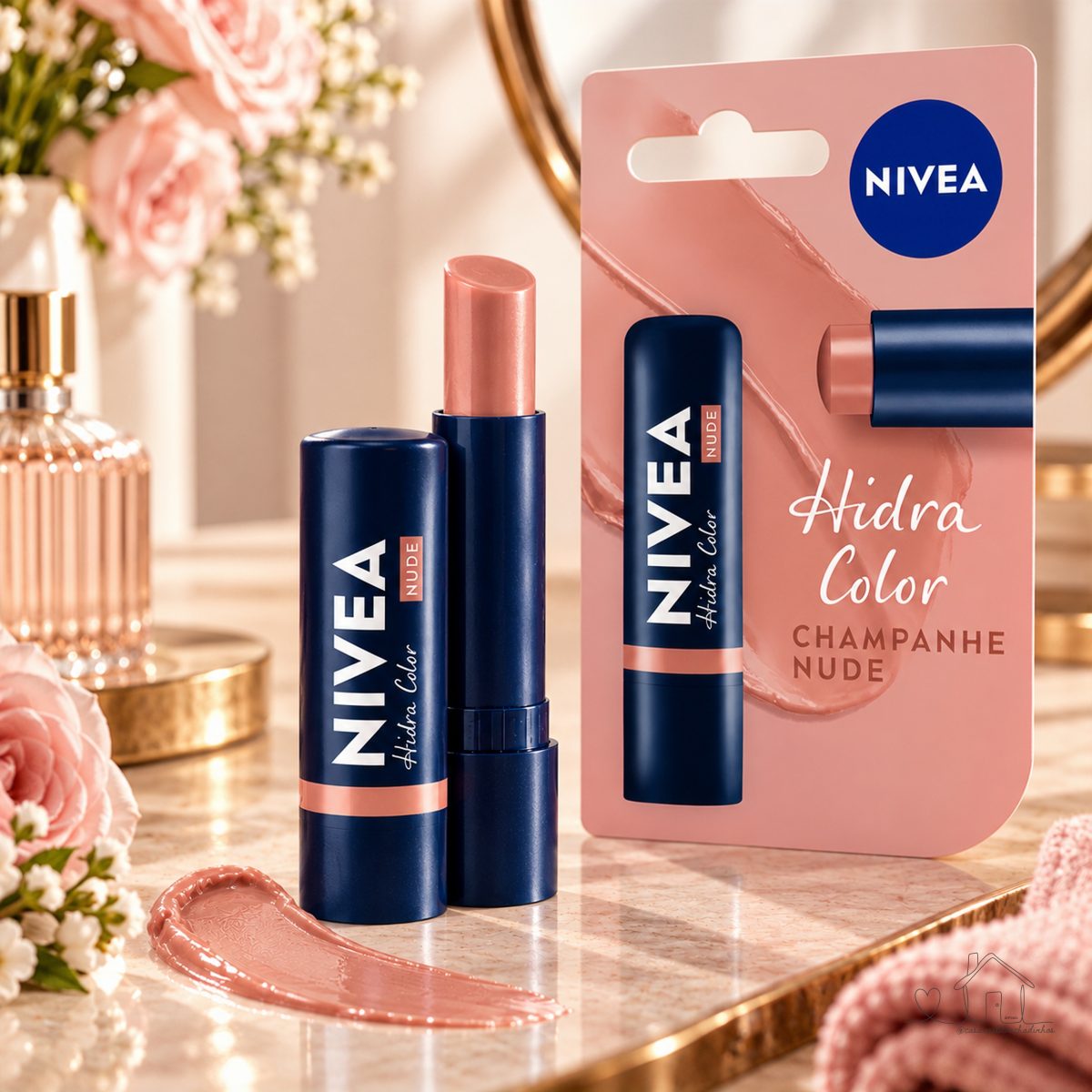 NIVEA Hidratante Labial Hidra Color 2 em 1 Nude 4,8g,