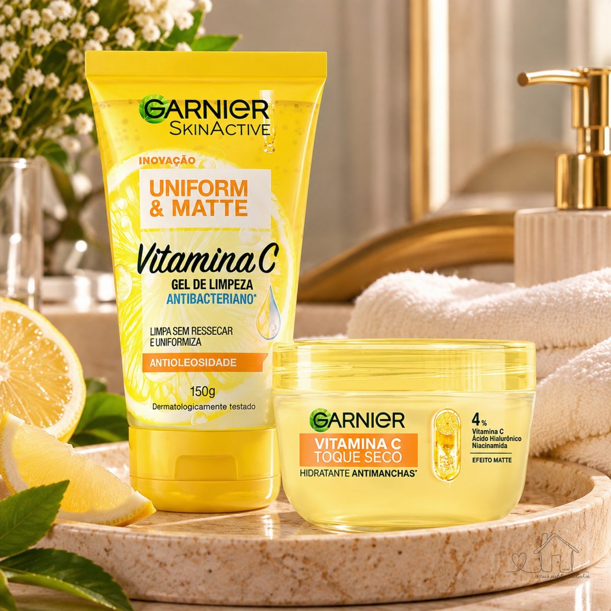 Kit Skincare Gel de Limpeza e Hidratante com Vitamina C, Ação Antioleosidade e Uniformizadora, para uma Pele Iluminada e Hidratada, 85 e 150g