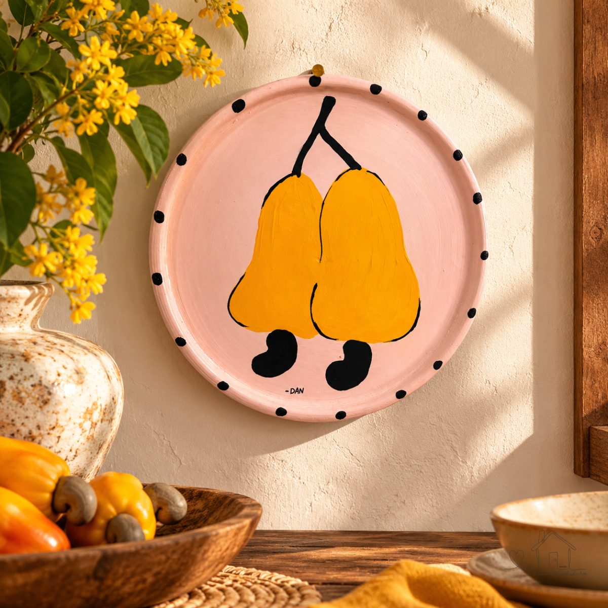 Pratos de argila para parede - Coleção Frutas Retrô