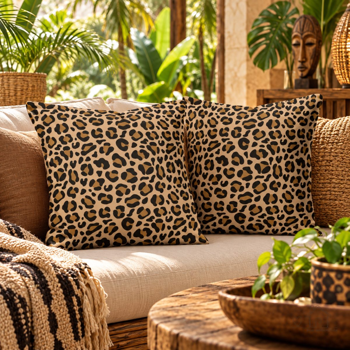 2 Capas de Almofadas Onça - Leopardo 45x45 - Com ou sem Enchimento - Decoração Sala