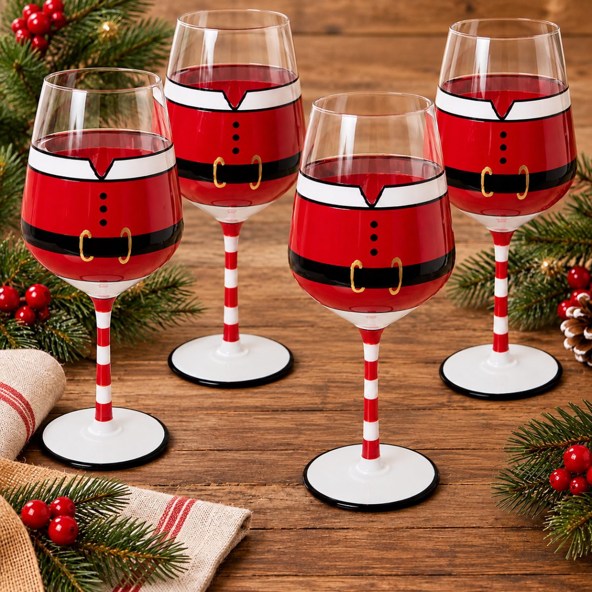 Jogo de Taças 4 Peças Christmas Gold em Vidro 510ml Copa&cia